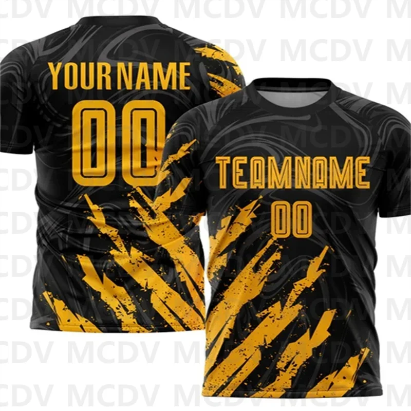 Custom Kelly Green Gold Sublimation Soccer Uniform Jersey Personlized Team name and you name number Football T-Shirts