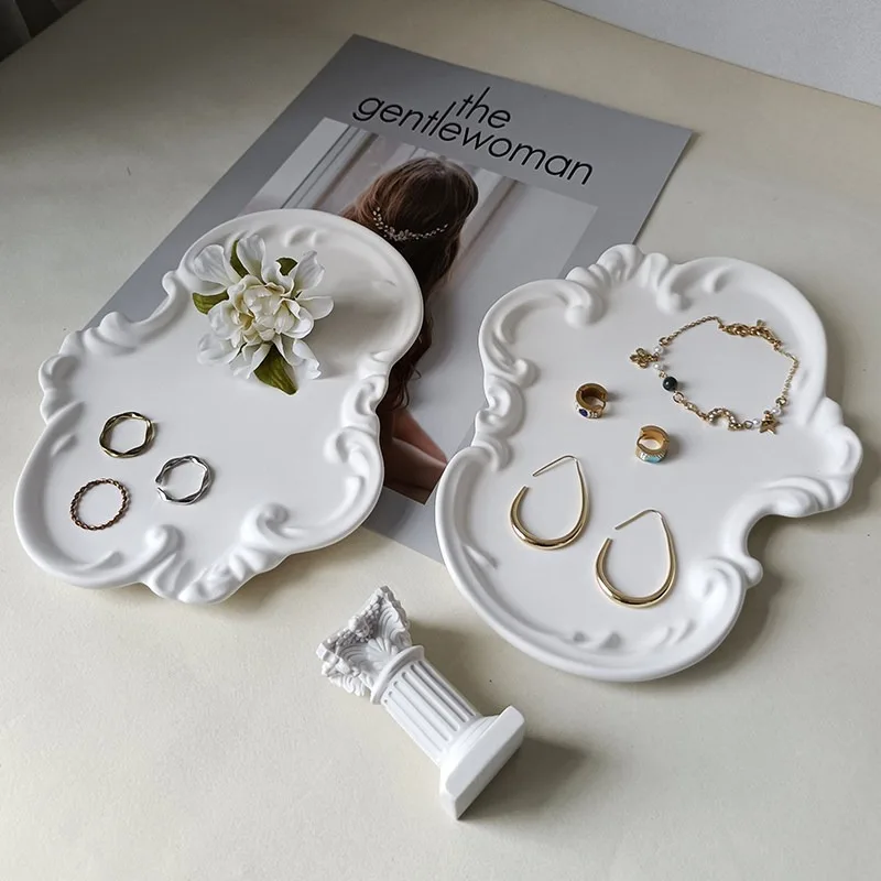 Jewelry display tray Gypsum tray European pattern irregular shallow plate jewelry necklace earrings photo display props