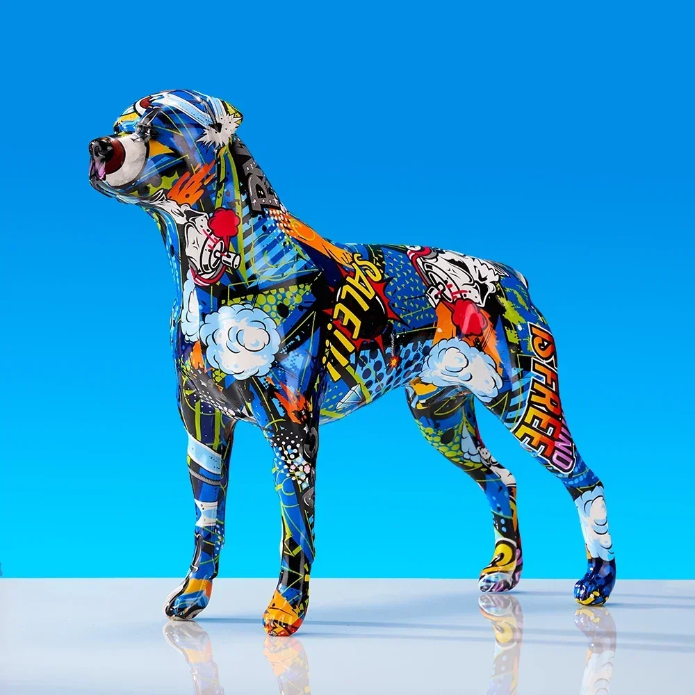 

Creative Colorful Art Animal Rottweiler Resin Crafts Home Decoration Color Modern Simple Decoracion Hogar Moderno Ornaments