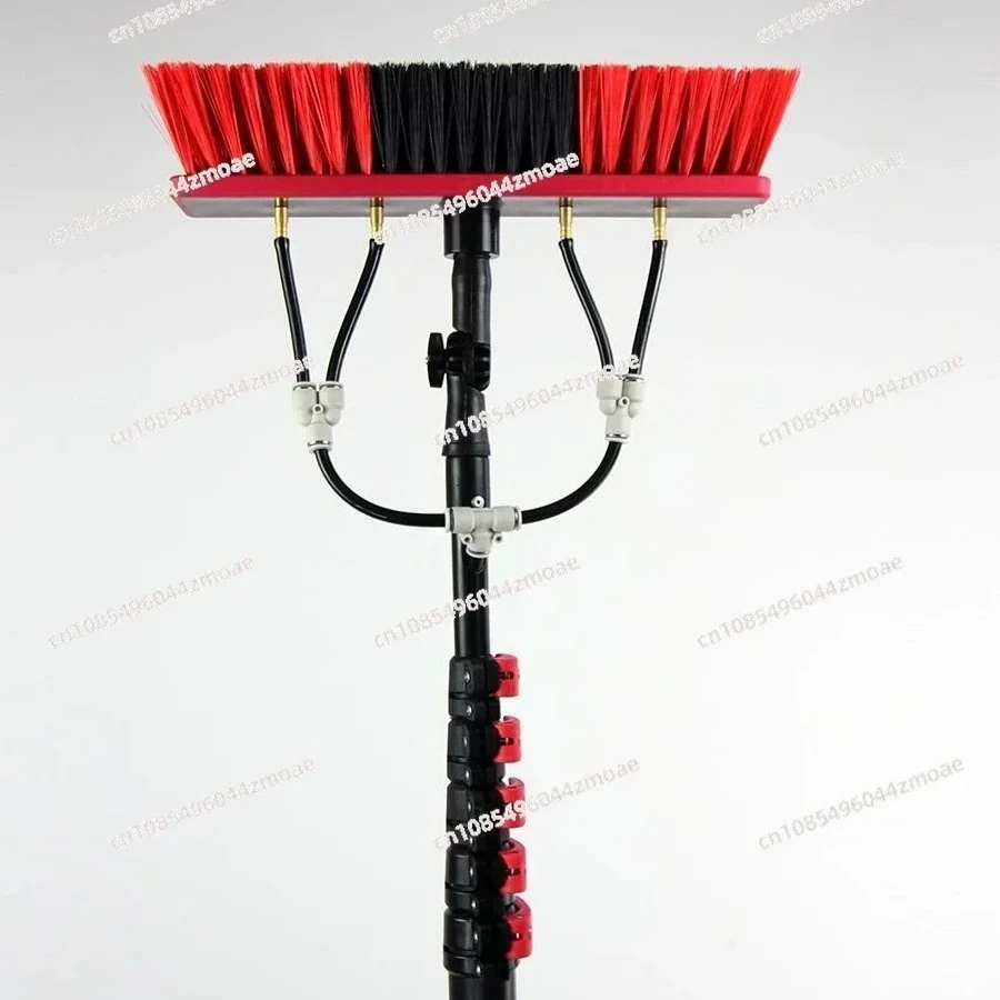 9M Telescopic Water Fed Pole Window Cleaning Brush – Flow-Through Spray Brush for Photovoltaic Panel Cleaning