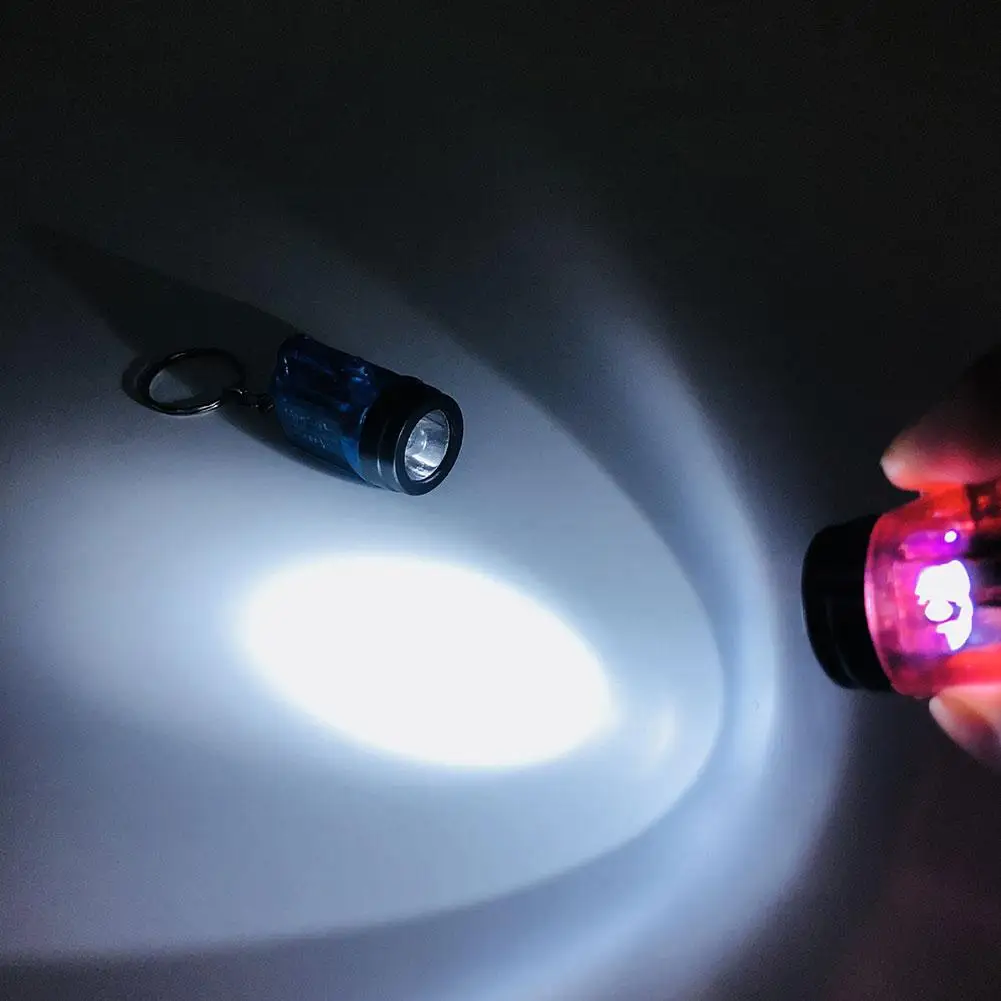 Mini Keychain Flashlight Portable Emergency Self Defense Torch Pocket Plastic EDC Light Outdoor Hiking Camping Key Ring Lantern