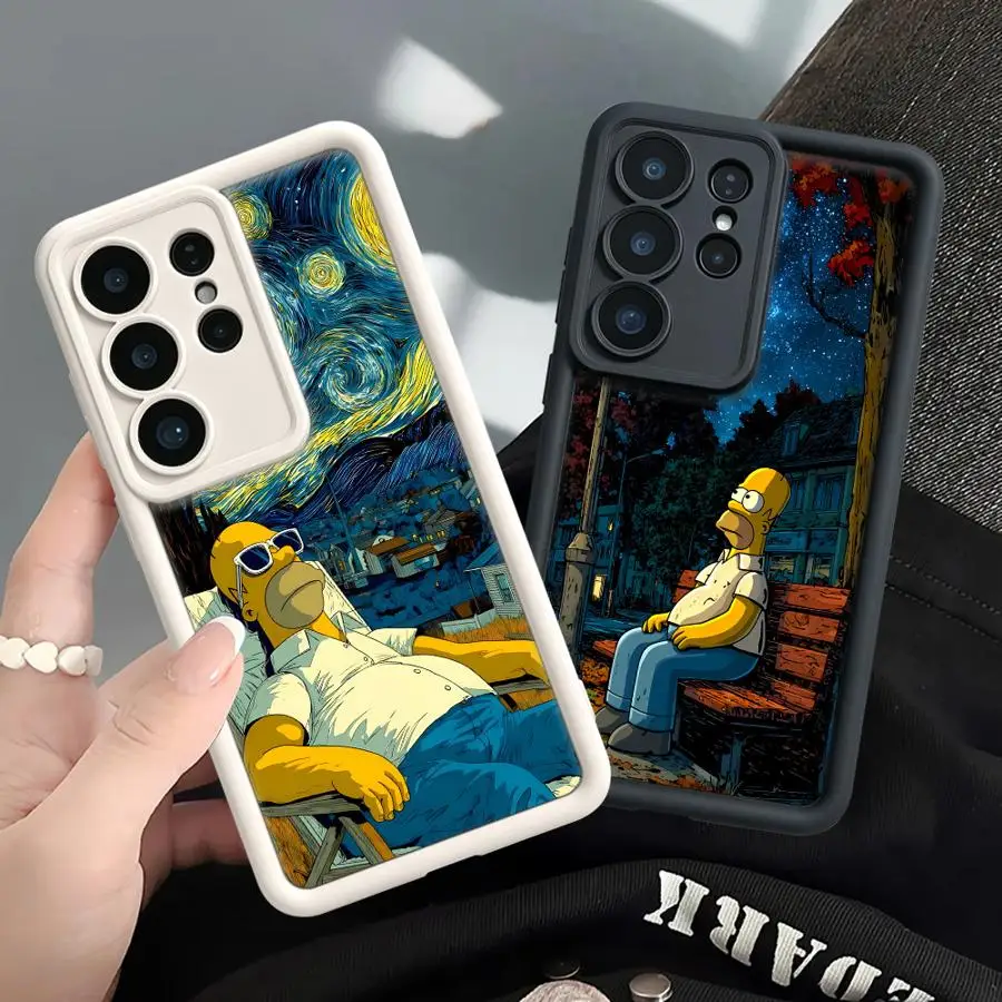 The S-Simpsons Starry Night Phone Cover Case for Samsung Galaxy S26 S21 S25 Edge S22 S20FE S25 Ultra S24 Plus S24Ultra S23 FE