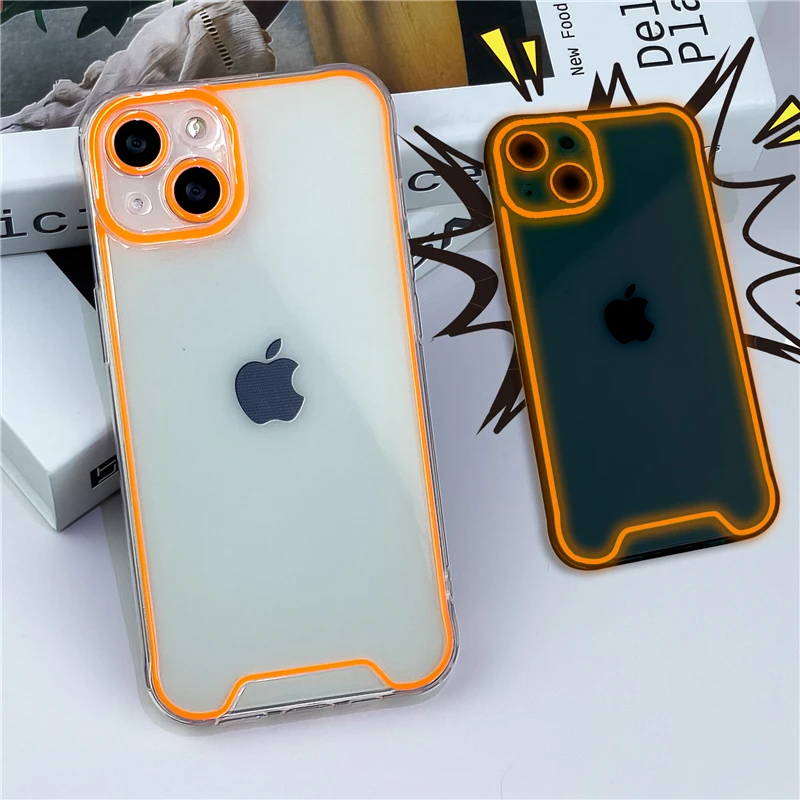 hot Luminous Night Light Silicone Soft fashion phone casefor iphone 13 12 11 14 Peo Max X XS XR for iphone 14 13pro clear cover