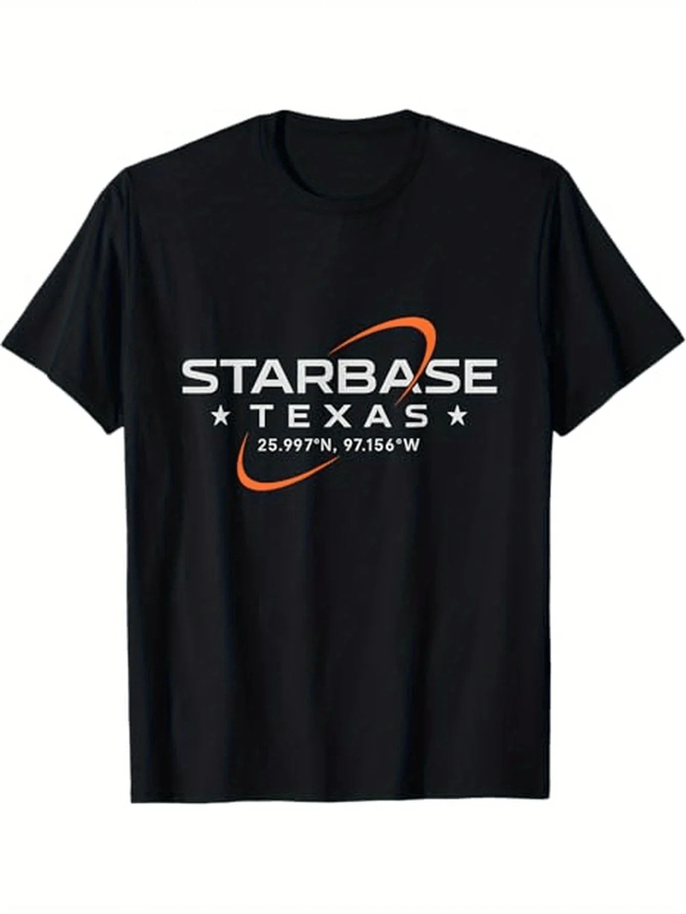 Texas Coordinates Shirt Boca Chica Starbase Minimal Science T-Shirt 100% Cotton O-Neck Short Sleeve Summer Casual Mens T-shirt