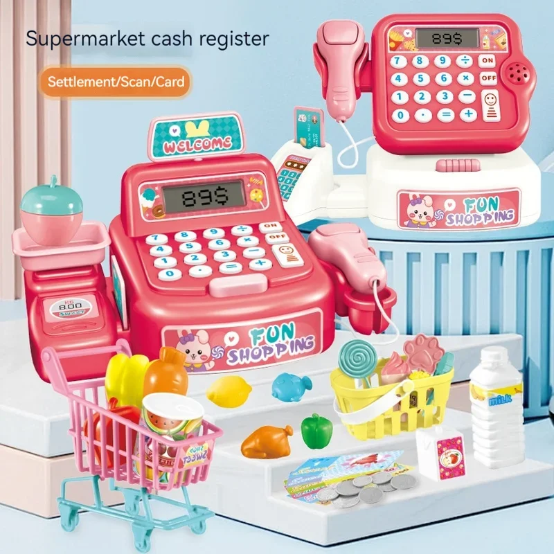 Kinderspiel haus Supermarkt Einkaufen Registrier kasse Simulation Scannen Siedlung kann Kassierer Mädchen Geschenk Spielzeug berechnet werden