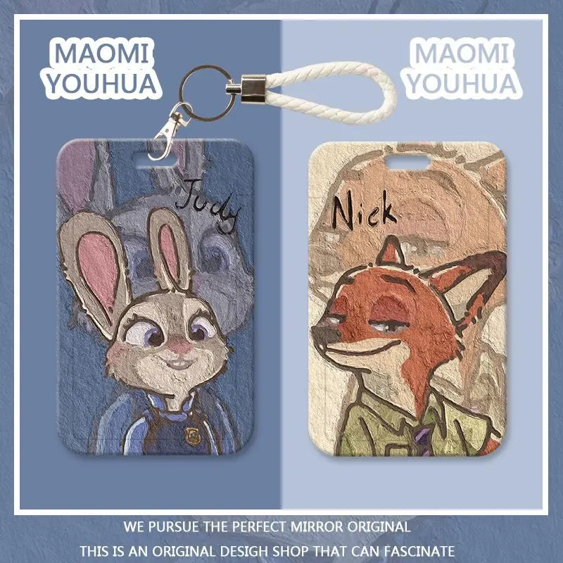 Disney Zootopia Kreatywne Etui na Karty z Olejnym Efektem, Anime, Ochraniacze na Karty Studenckie, Karty Jedzenia, Karty Metra, Nowe