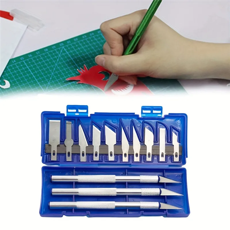 13pcs Aluminum Alloy Carving Knife Tool Set-Ldeal for Paper-cutHandcraft, and Model Making!