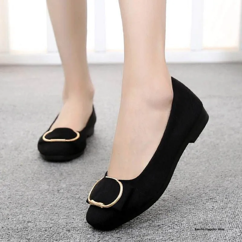 

Fashionable Flat Bottom Bean Shoes Women's Work Shoes Soft Bottom Standing All Day Comfortable Old Beijing Cloth Shoes