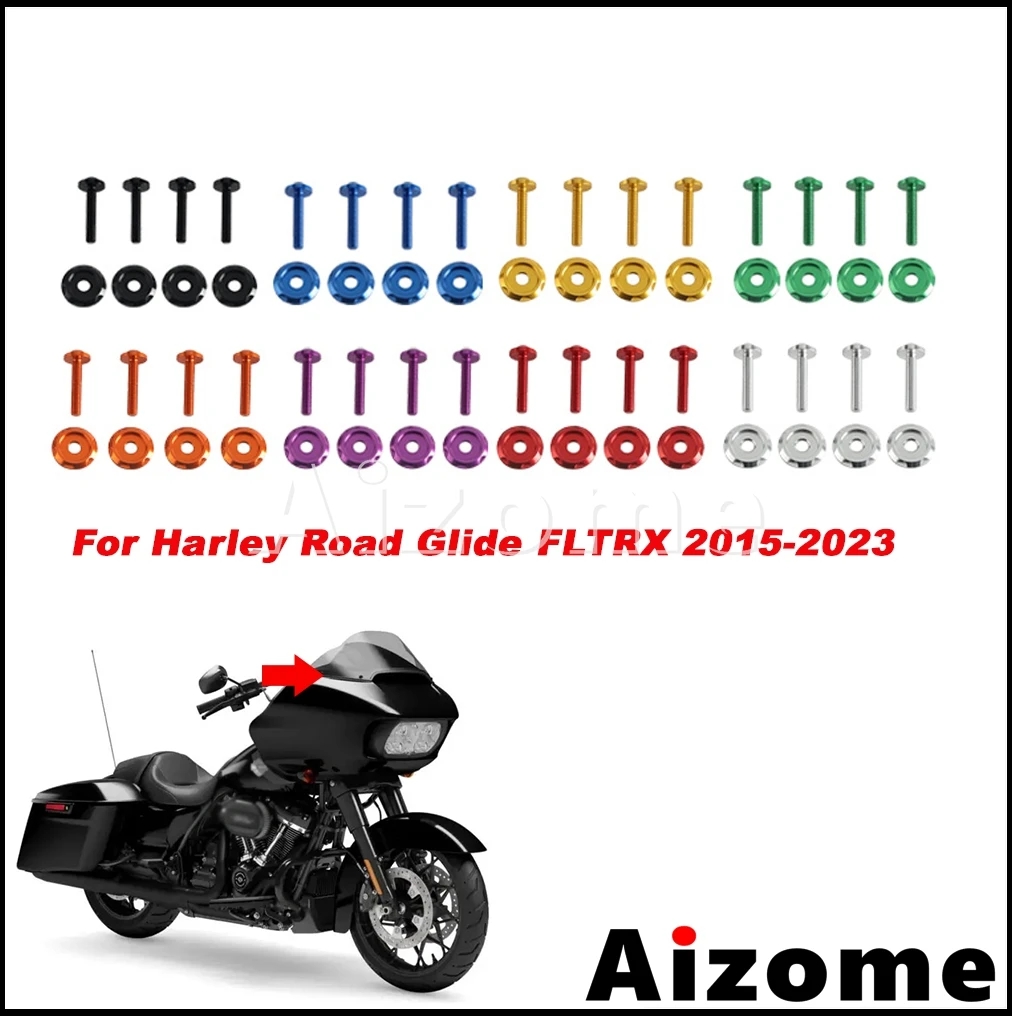 Image of Für Harley Touring Road Glide FLTRX 2015-2023 Scheinwerferverkleidung Windschutzscheiben-Zierleiste Schrauben Motorrad Frontscheiben-Befestigungsschrauben