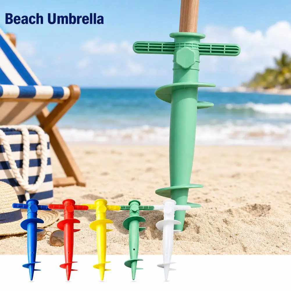 Umbrella Base Spike Auger Garden Accessory Holder Fixing Tool Plastic Beach Umbrella Sand Anchor Sand Ground Fixing Tools