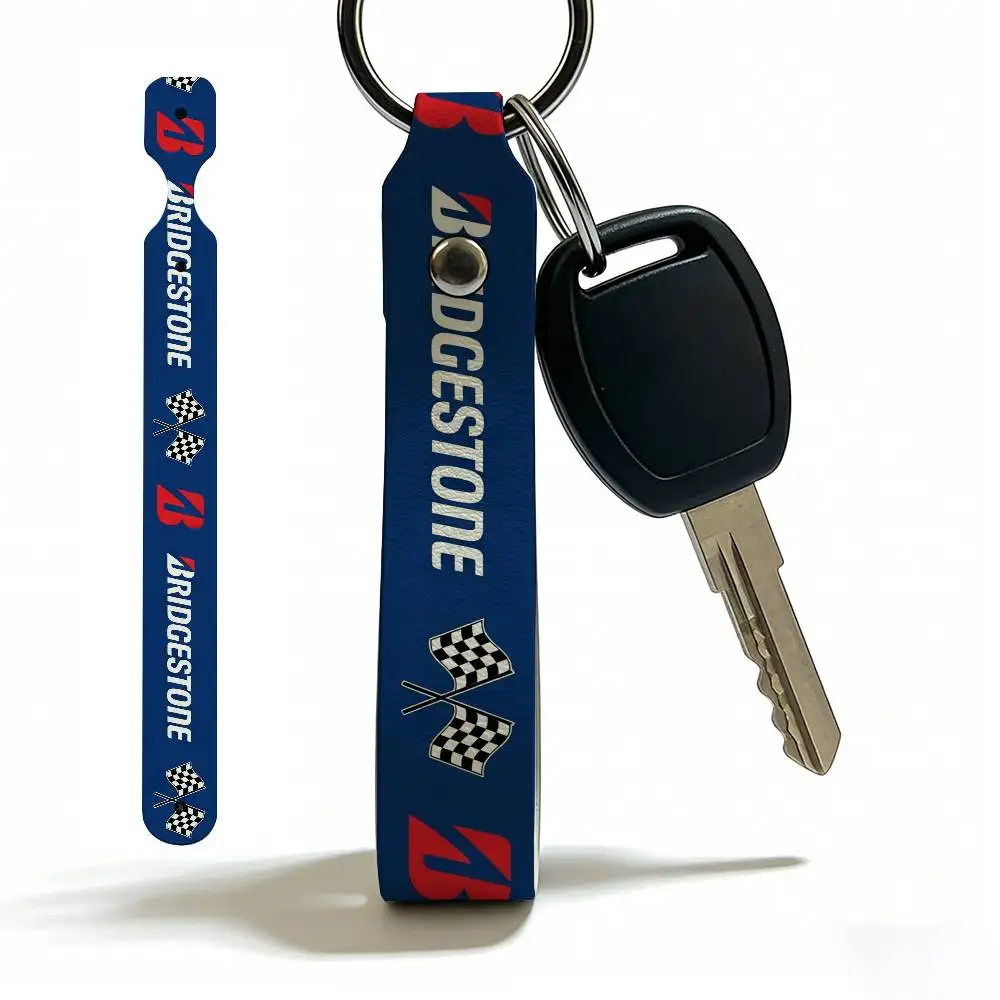Motorcycle Bridgestone PU Leather Keychain Minimalist Key Holder Durable Key Organizer Car Keys Bag Accessories Gift - view 3
