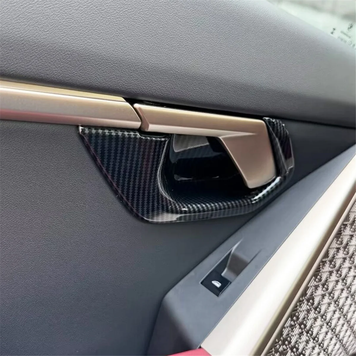 Manija de puerta Interior para BMW serie 5 G60 2024, cubierta de cuenco, embellecedor de decoración, accesorios interiores, ABS, fibra de carbono