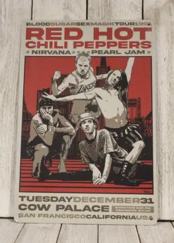 Red Hot Chilli Peppers Live in Concert Poster Tin Metal Sign Vintage Style CD-Aluminum