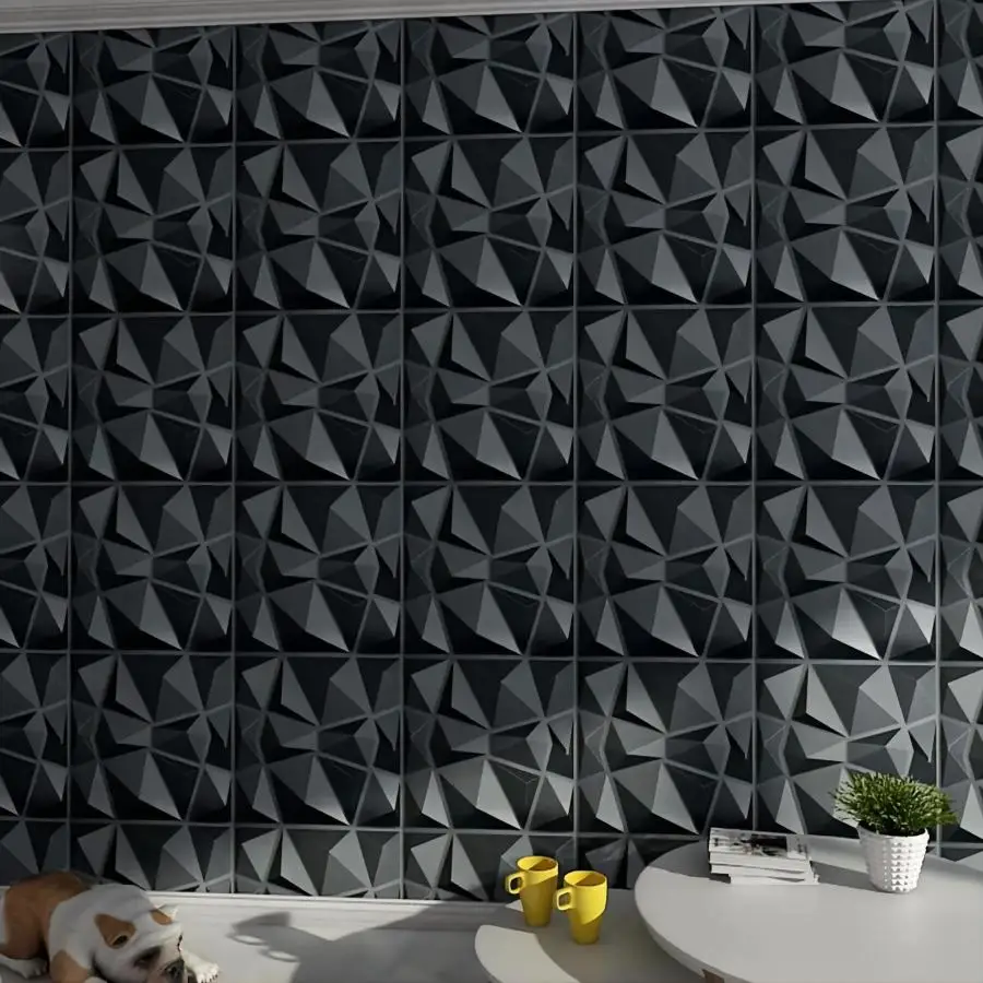 

3D Wall Panel Decorative Pack Of 12 With Diamond Design 30.48 Cm X 30.48 Cm For Living Room Bedroom Home Wall Decor