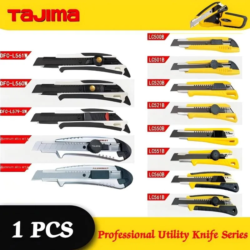 TAJIMA 1Pcs Retractable Utility Knife Series 18mm - L-blade Auto/Manual Lock, Wallpaper Cutting Tool