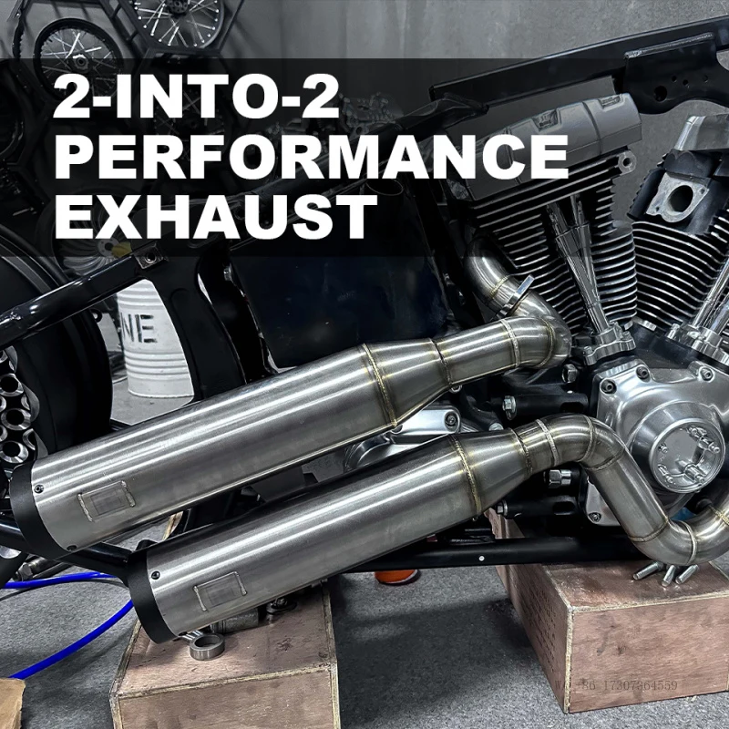 

2 into 2 performance exhaust Titanium alloy stainless steel fit 2018-2023 Softail Breakout Fat Boy Street Bob Low Rider exhaust