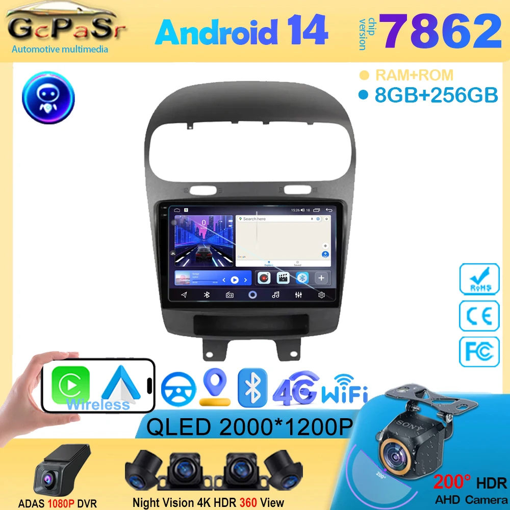 

Android14 For Dodge Journey Fiat Leap 2012 -2020 Car Dvd Auto Radio Stereo Multimedia Player GPS Navigation 5G wifi CPU HDR QLED