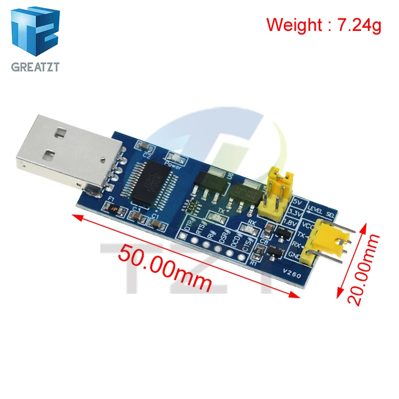 GREATZT FT232RL Serial Port Module USB To TTL Serial Port Small Board 5V 3.3V 1.8V Level Download The Burn Line