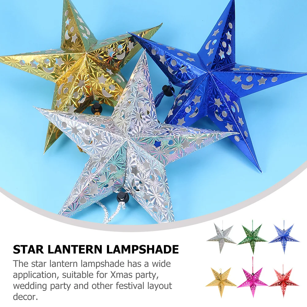 6Pcs Hanging Star Lamp Shade Paper Star Lantern Decoration for Xmas Party Bedroom Living Room Pendant Light Cover