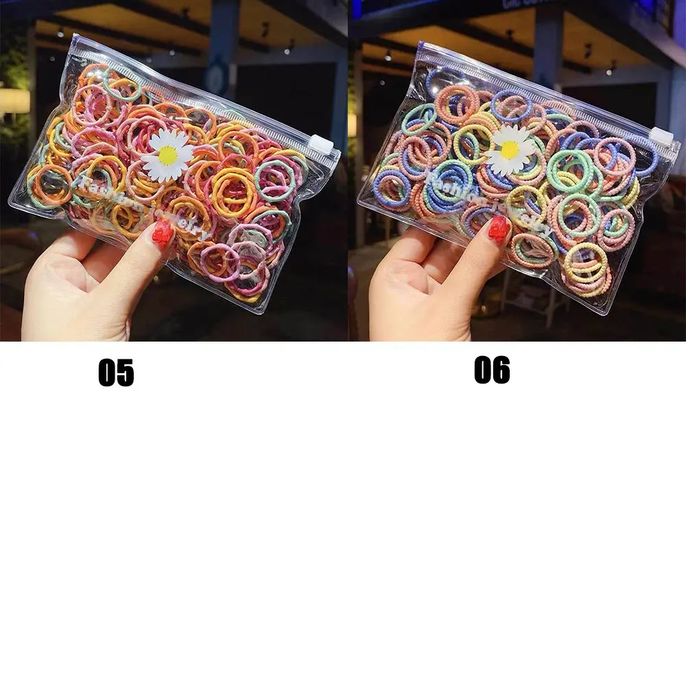100PCS/Bag   Colorful Rubber Hair Accesorries Hair Rope Children Hair Ties Ponytail Holder