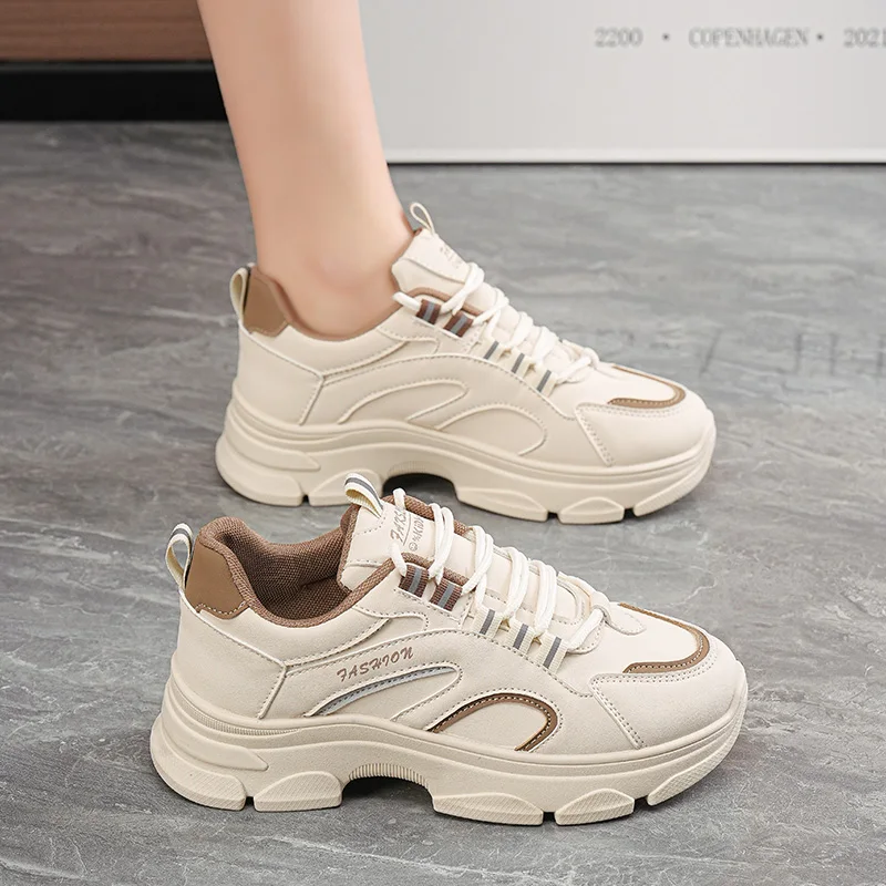 

Leather Surface Dad Shoes Women's Style Foot Slimming Autumn New Popular Sports Casual Trendy Shoes Short Boots