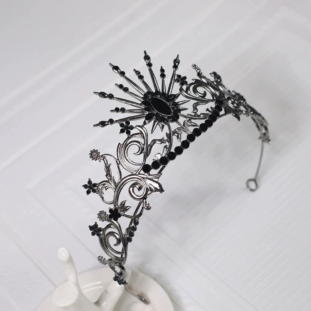 Black Sun Designs Hair Crown Tiara Goddess Princess Head Accessory Wedding Costume Party Head Jewelries