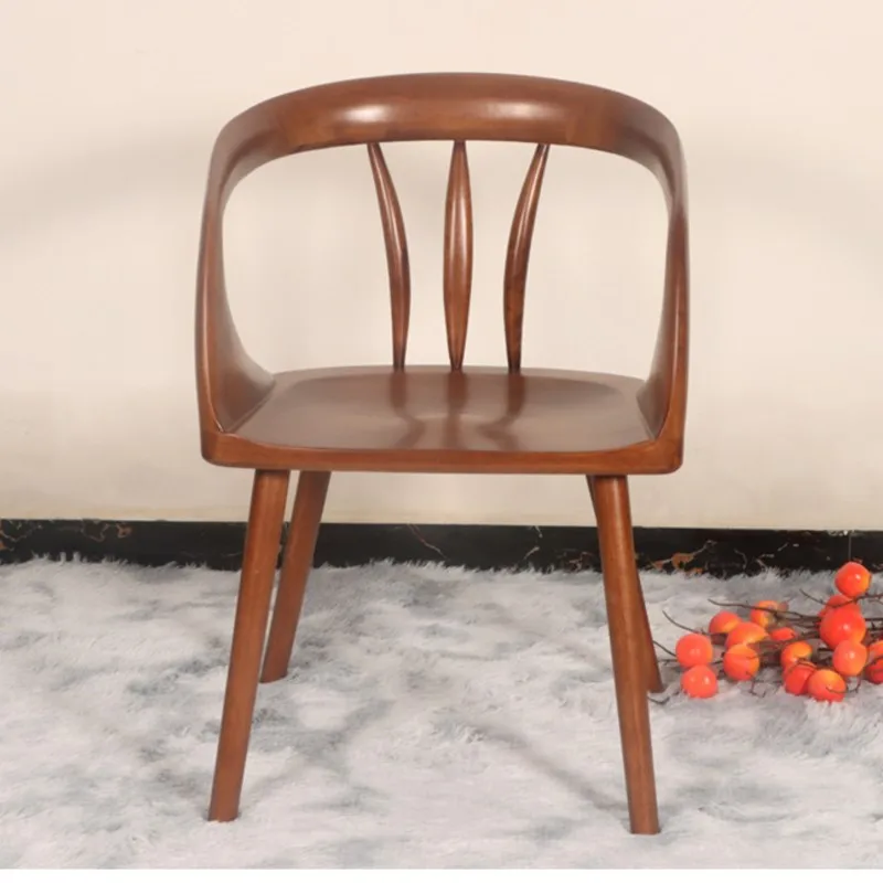 Joylive Vintage Solid Wood Tea Chair Coffee Chair Armrest Backrest Circular Chair Designer Cabin Chair for Tea Table