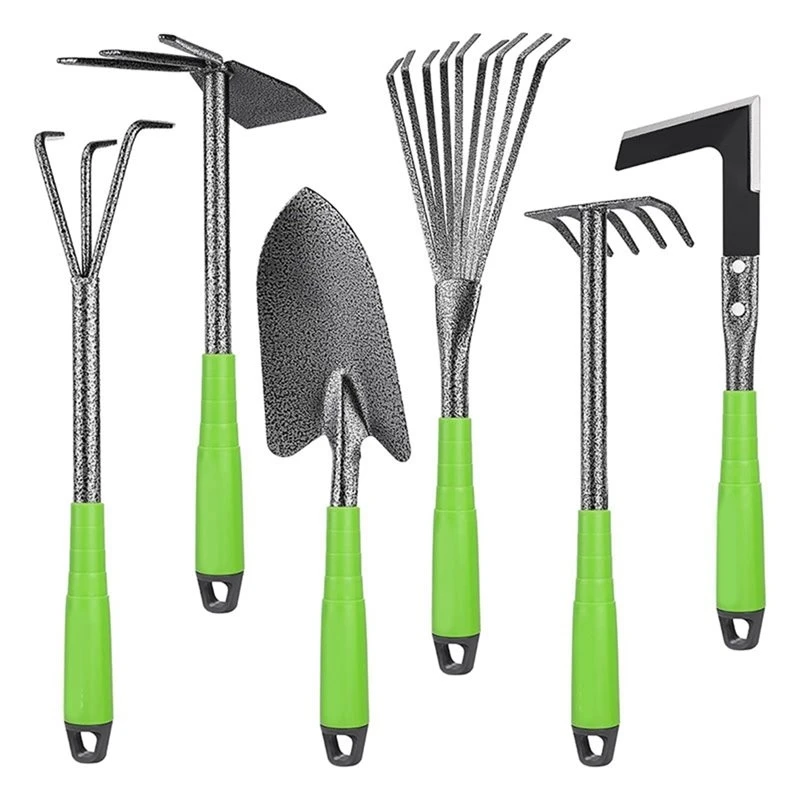 gigi-garden-tool-set-with-soft-handles-heavy-duty-hand-tools-including-trowel-rakes-2-in-1-hoe-and-crack-weeder