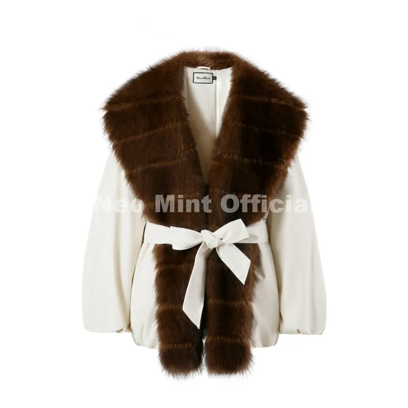 Neo Mint 2026 Winter Luxury Fur Collar Puffer Parka Jacket Women Warm Padded Quilted Coat Iconic Fashion Girls Outerwears