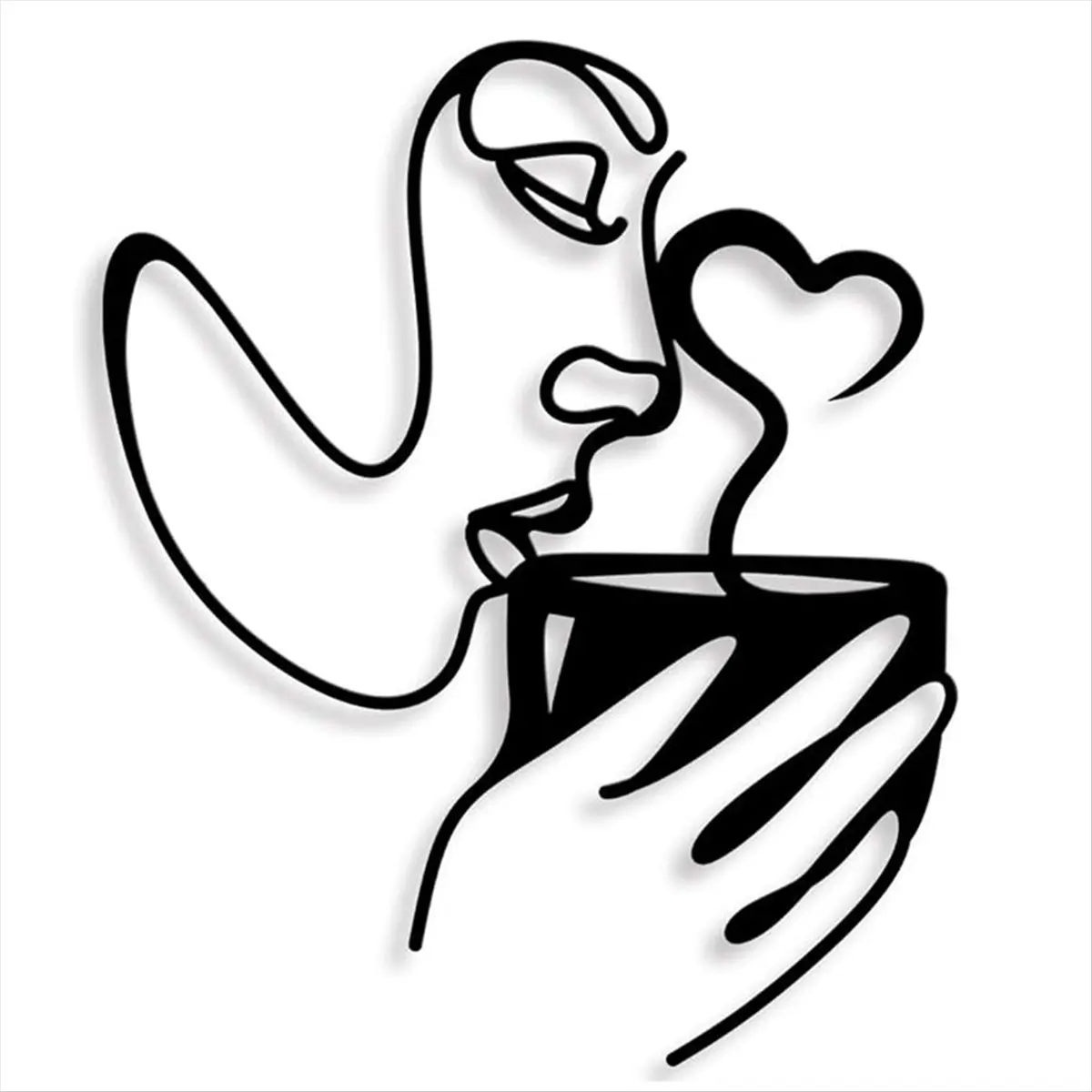 MALL Metal Coffee Wall Art Decor,Minimalist Women Drink Coffee Shape Wall Art, Modern Abstract Line Drawing Coffee Sculptures