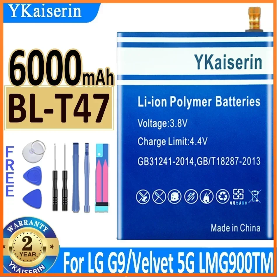 6000mah YKaiserin BL T47 Battery for LG Velvet LMG900TM/5G BL-T47 BLT47 G9 Portable Power Bank Batterie Warranty + Track Code