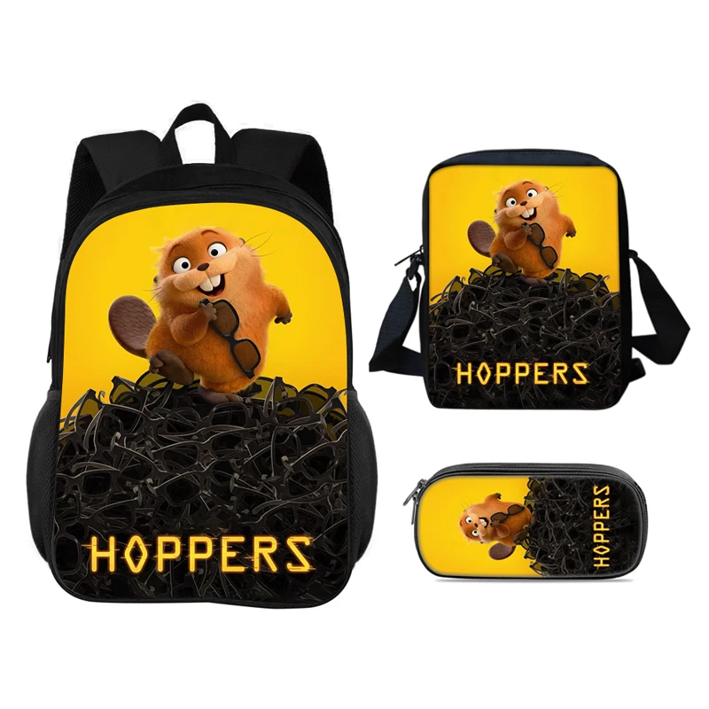 3Pcs Set Backpack Student School Shoulder Bag Pencil Bags Cartoon Movie Hoppers Travel Backpack Children Birthday Gift