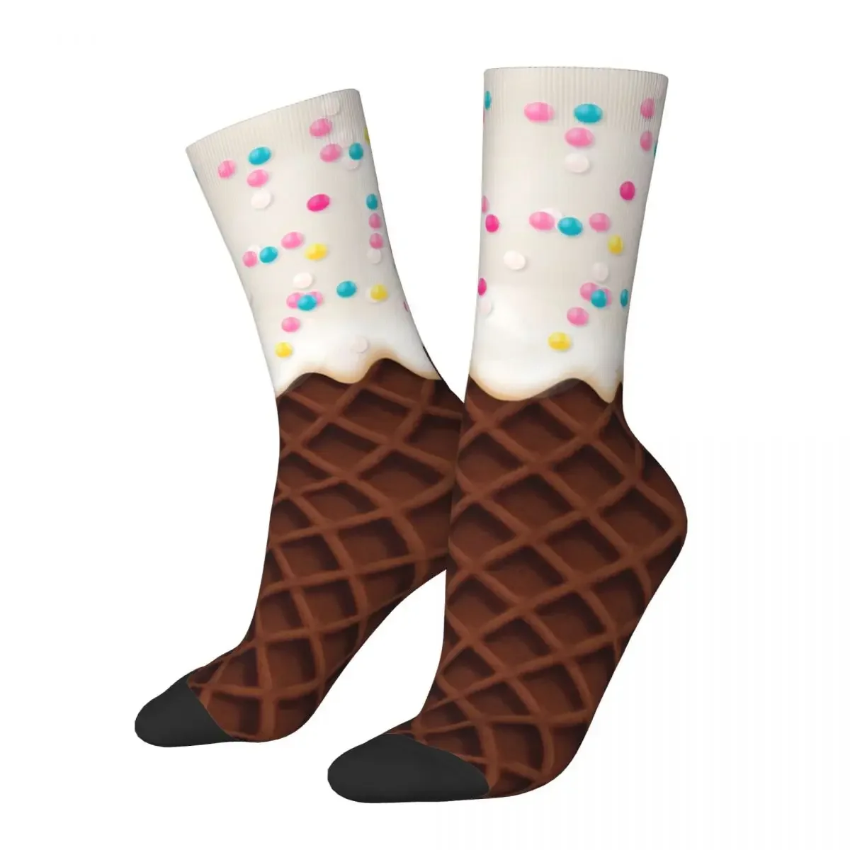 

Vanilla Ice Cream Waffle With Sprinkles Socks Men's Women's Novelty Street Style Socks Harajuku Spring Summer Autumn Winter Sock