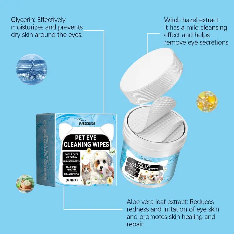 【AB1】Yegbong Dog Cat Eye Wipes Gentle Cleansing Remove Tear Stains Eye Dirt Disposable Pet Eye Care Wet Wipes{H}