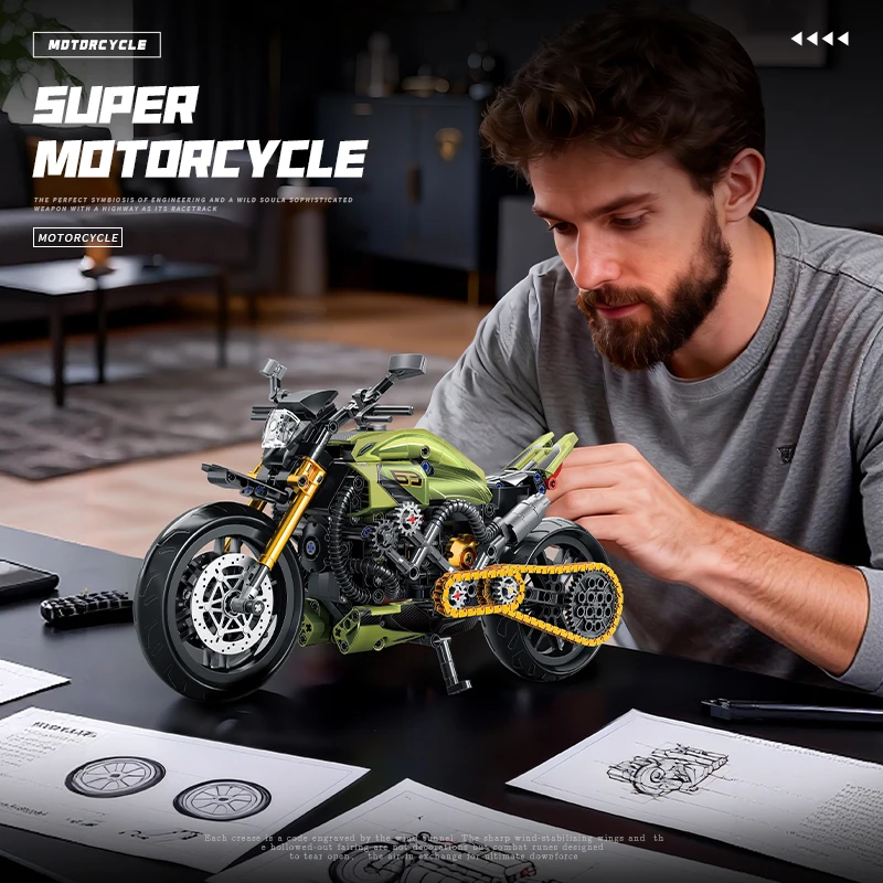 

Classic racing motorcycle assembly parts - City motorcycle model building set - An excellent gift for motorcycle enthusiasts