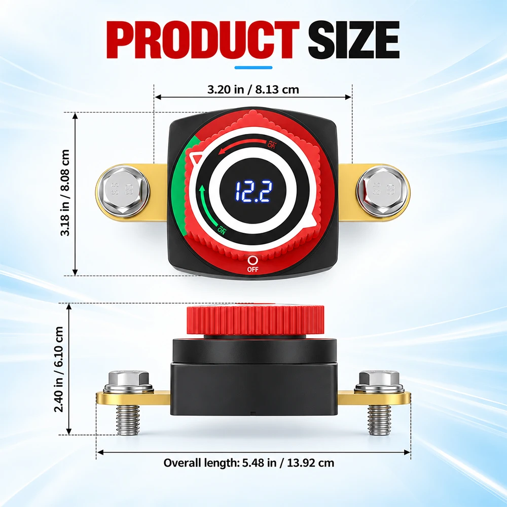 Seitenmontierter digitaler Batterietrennschalter DC5-80V mit LED-Voltmeter 275A Auto-Killschalter Ein-Aus-Batterietrennschalter – Detail 6