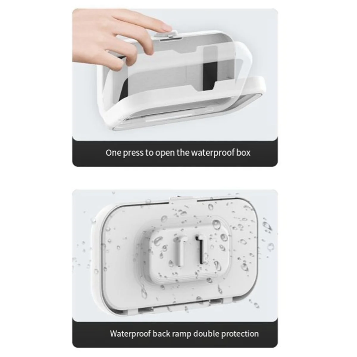 A003 Bathroom Rotatable Waterproof Mobile Phone Box Punch-Free Toilet Wall-Mounted Mobile Phone Waterproof Bracket White