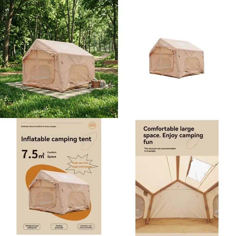 2026 Popular Fashion 7.5㎡ Foldable Air Tent Oxford PVC Anti-Rain Window Breathable Outdoor Inflatable Camping Shelter
