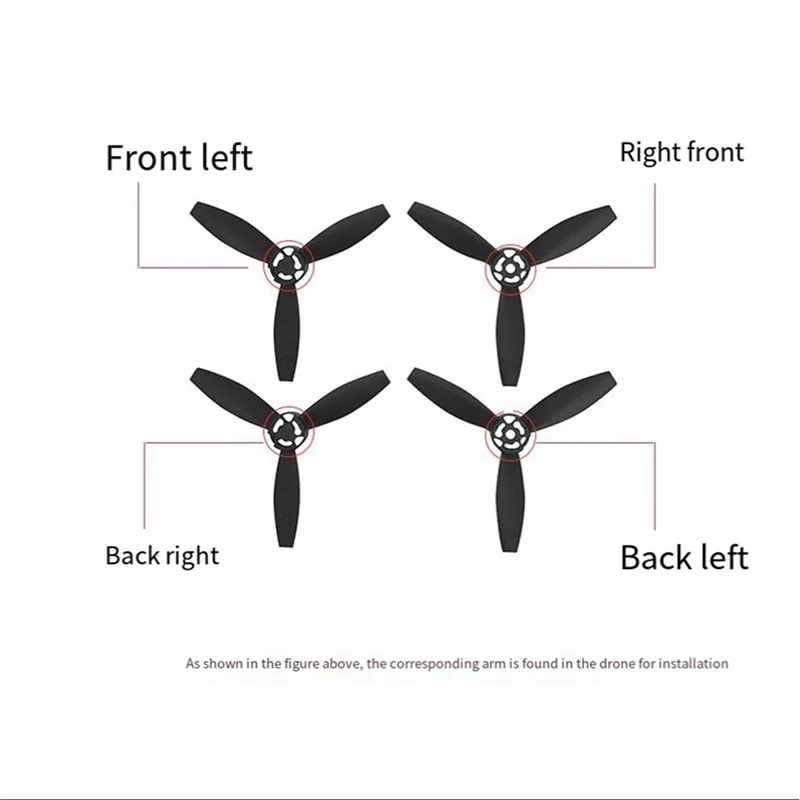 AT41 8 قطعة مناسبة لـ Parrot Bebop 2 شفرات المروحة بدون طيار ملحقات الطائرة بدون طيار أسود + أحمر