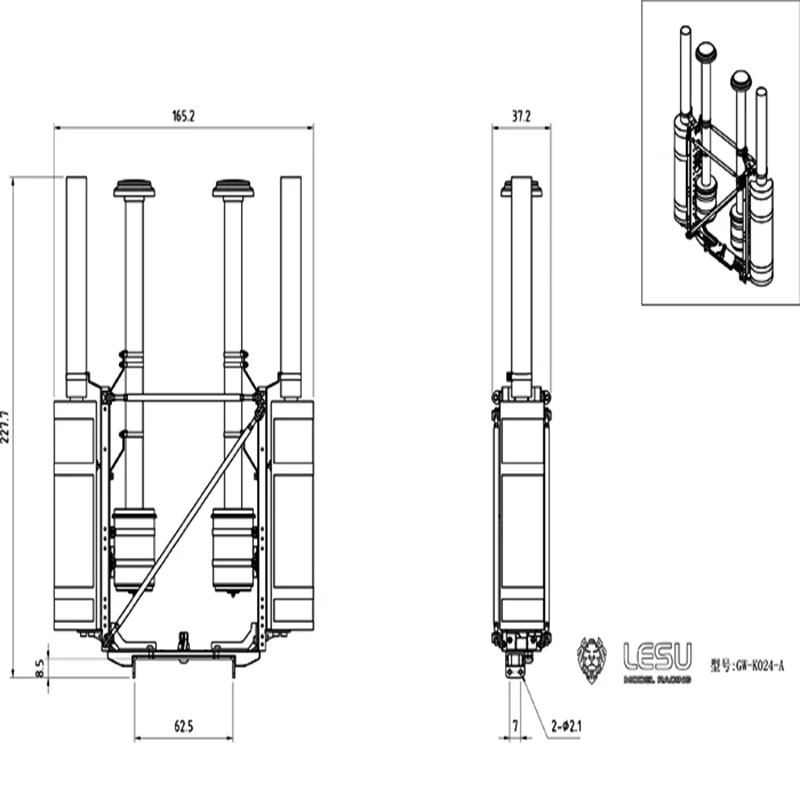 RC 1/14 LESU Metall-Luftfilter-Auspuffrohr für Tamiya Hydraulikbagger, Lader, Muldenkipper, für VOLVO Anhänger-Kipper DIY-Teile – Detail 3