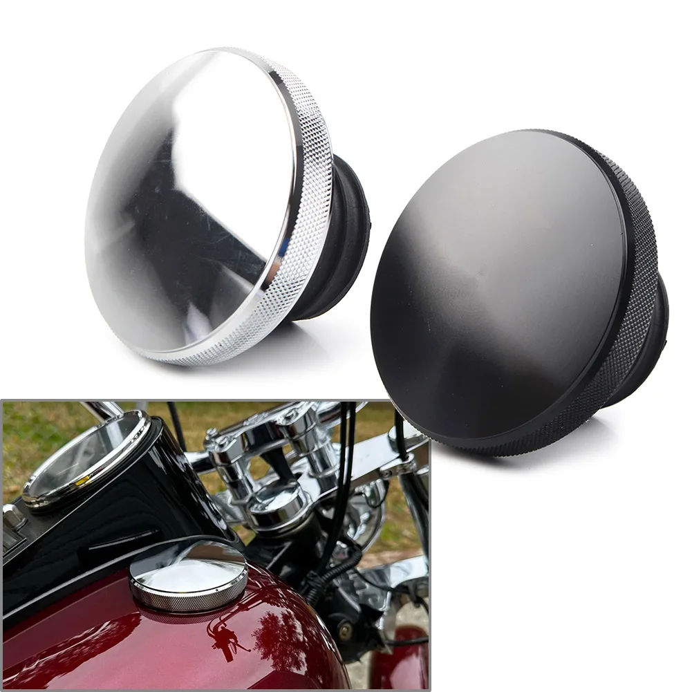 Motorbike Vented Gas Cap Fuel Tank Cover For Harley Dyna Road King Heritage Softail 1982-up Aluminum Black/Chrome