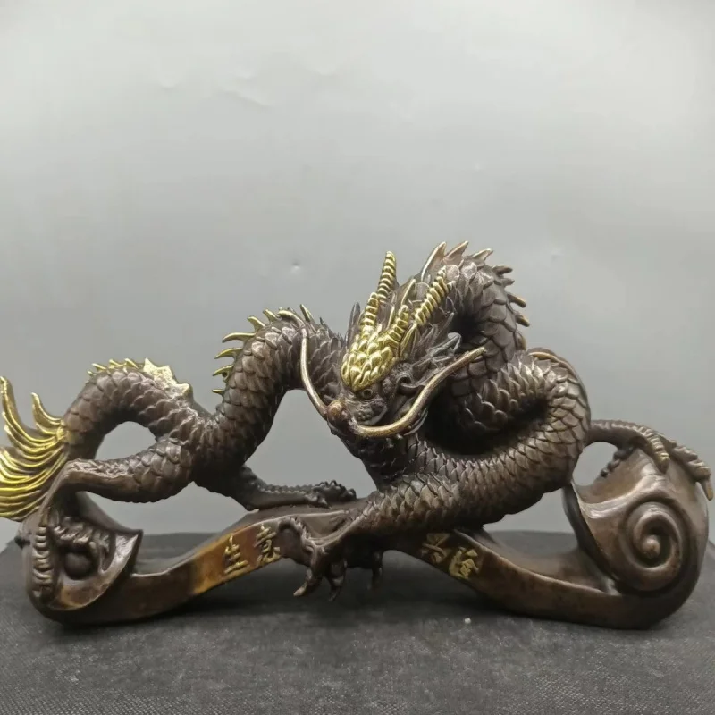 

Antique Copper Zodiac Ruyi Dragon Office Home Decor Desktop Craft Ornament