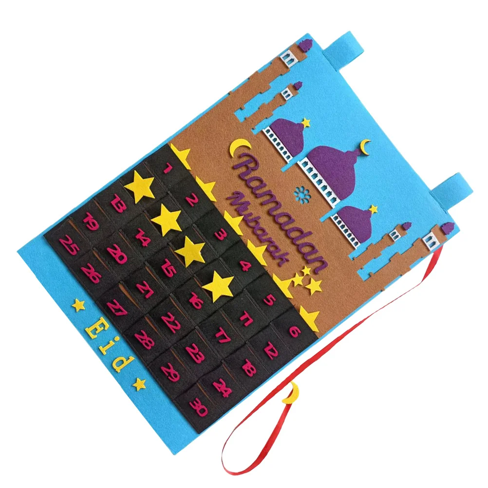 

Ramadan Wall Hanging Calendar Elegant Countdown Decor Made of Wear Resistant Felt Ideal for Home Office Space Filling Ornament