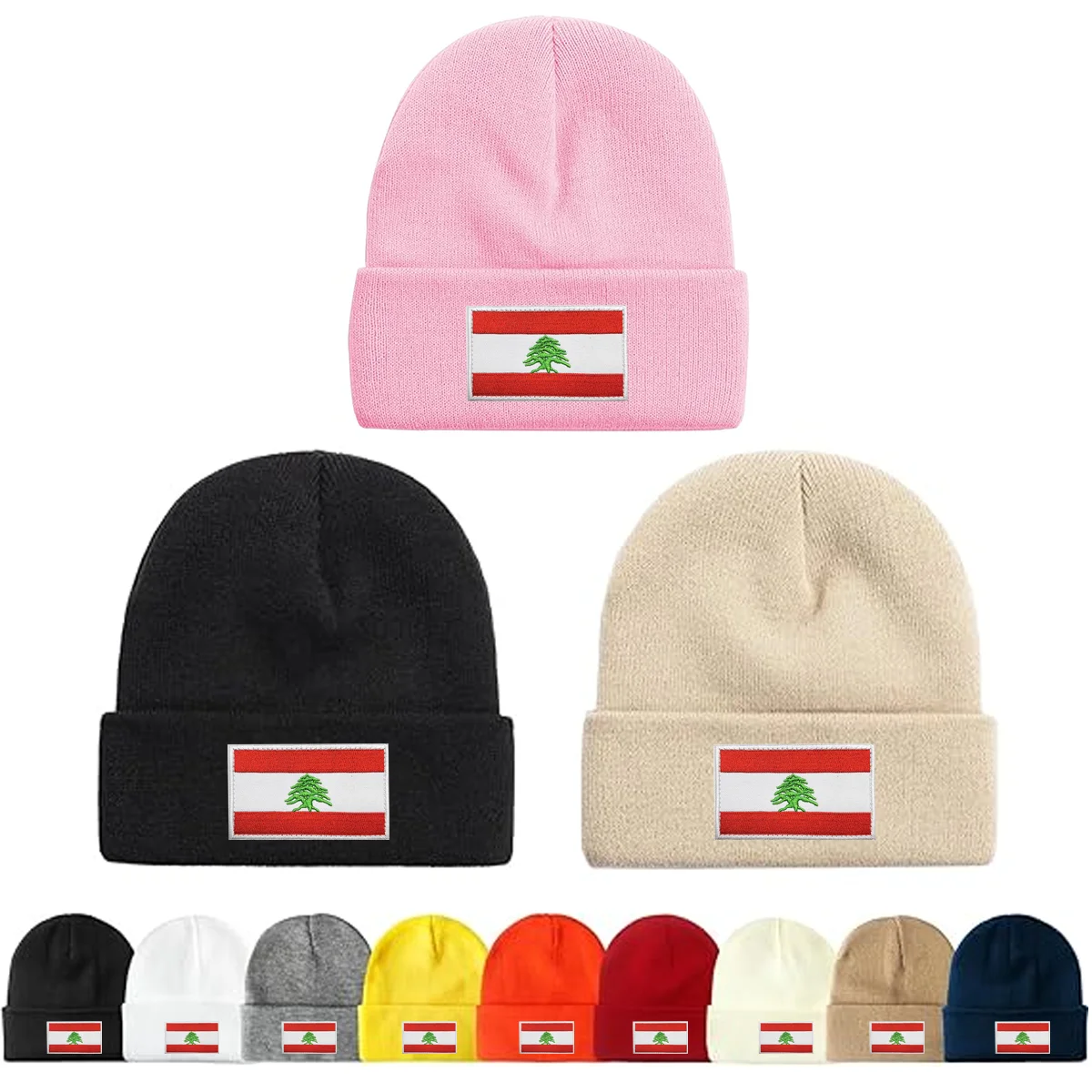 Lebanese flag Unisex Beanie Hats for Men Women Winter Knit Beanies