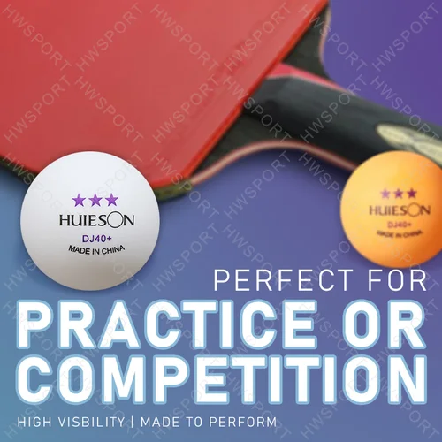 Imagen 2 del producto HUIESON Paquete de 50/100 pelotas de tenis de mesa 3 estrellas DJ40 + pelotas de Ping Pong con costura bala redonda ABS nuevo Material pelotas para entrenamiento