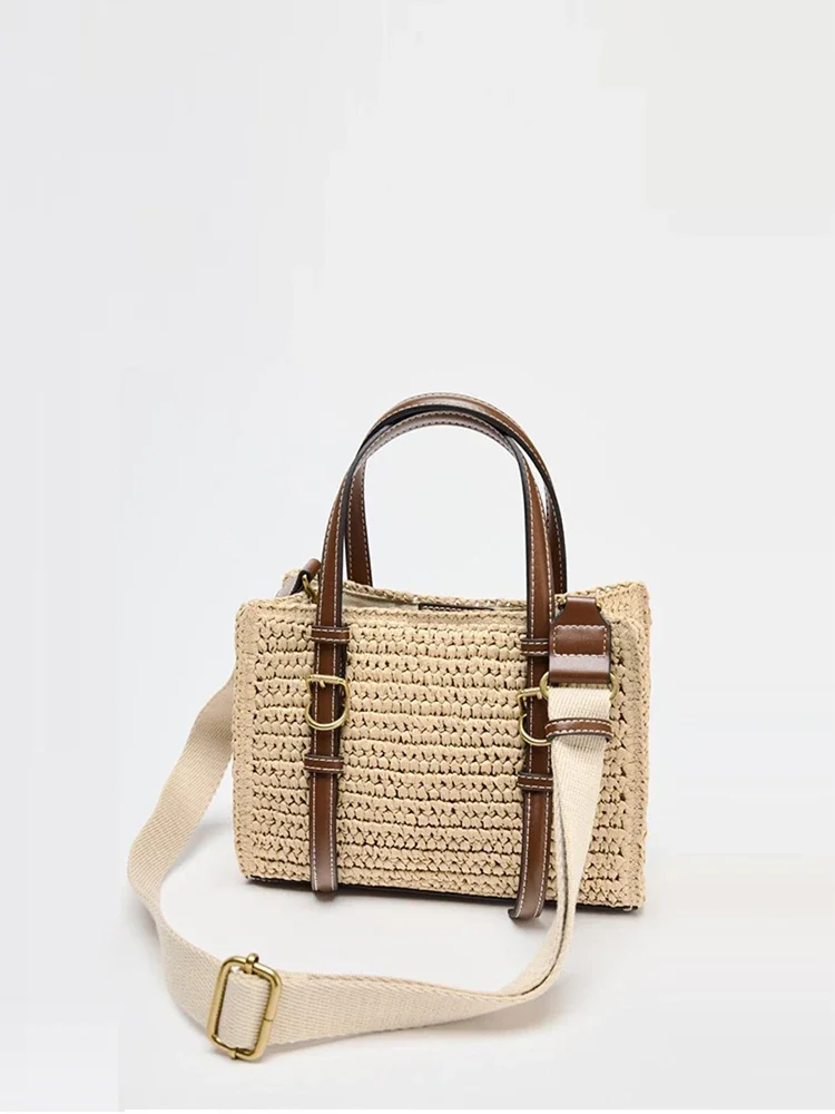

Raffia Woven Straw Bags for Women 2025 Summer French Style Shoulder Bag Females Beach Crossbody Bags Lady Handbags