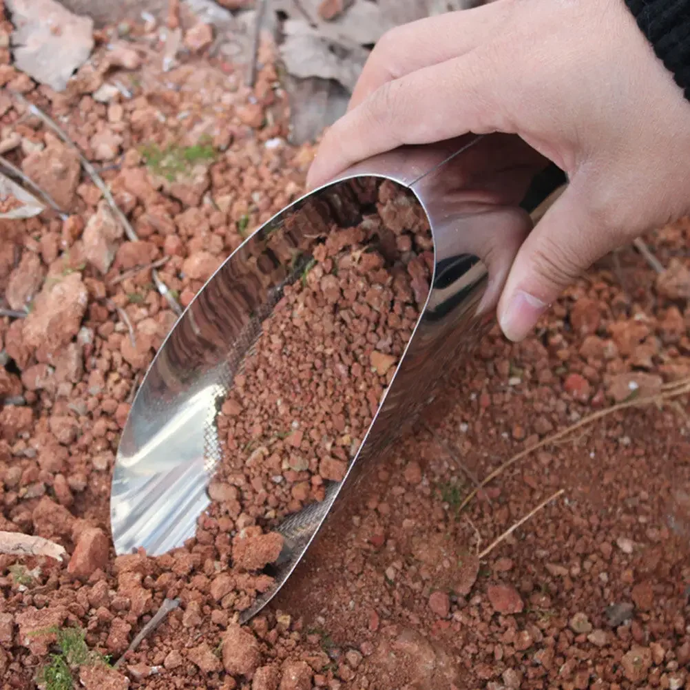 2Pcs Compact Soil Scoop Shovel Cup Garden Tool Stainless Steel Lightweight for Planting Soil Digging Weeding Potting Bonsai