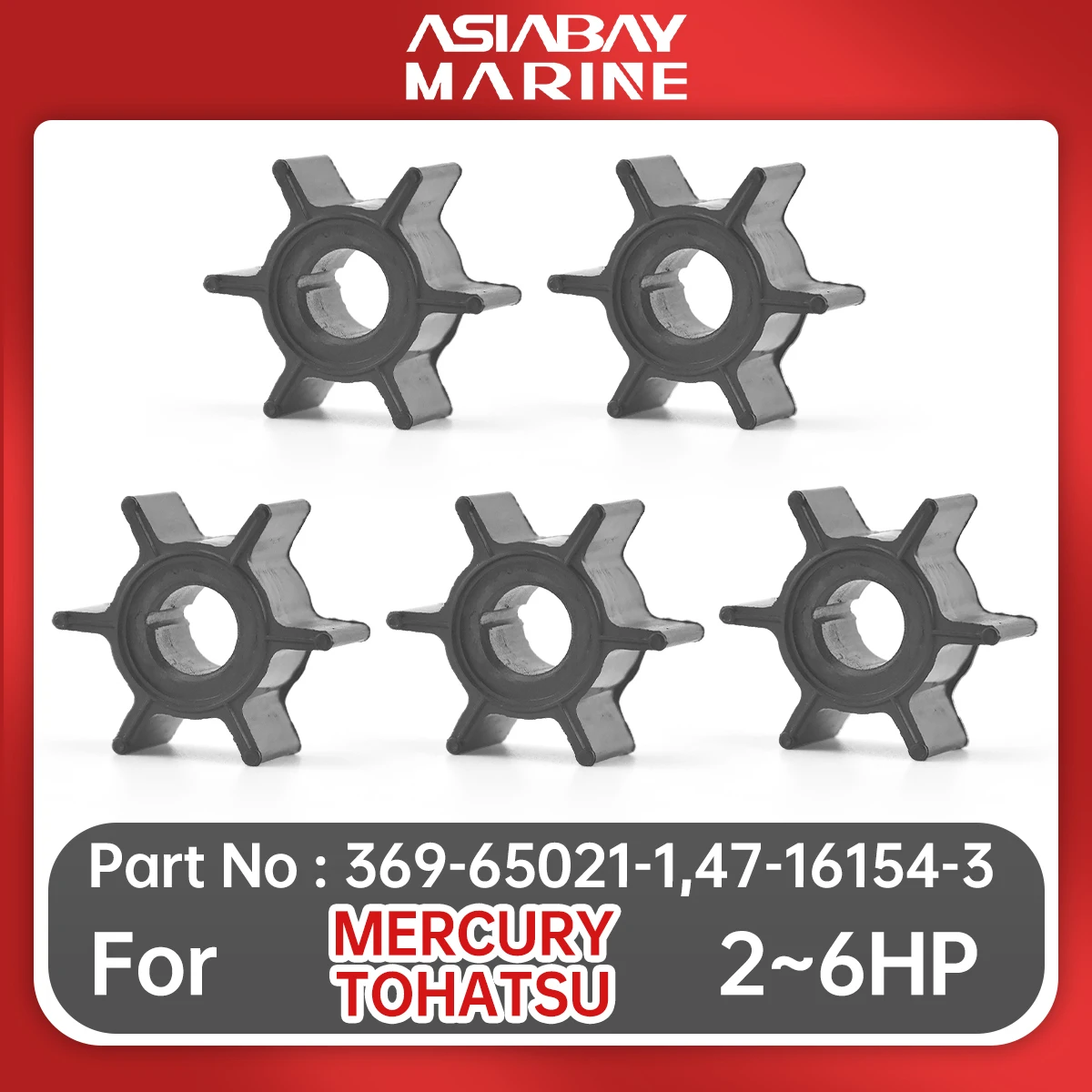 5 Pieces 369-65021 Impeller for Tohatsu 369-65021-1 3.5hp 5hp 369-65021-1 Hangkai 5hp 6hp 2/4 Stroke Mercury 4hp 5hp 47-16154-3