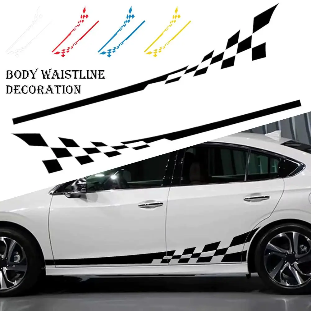 Car Checkered Side Stripe Sticker For Mini R56 R50 R53 R61 F60 F55 F56 F54 F66 F65 J01 J05 Waterproof Door Side Stic A6o0