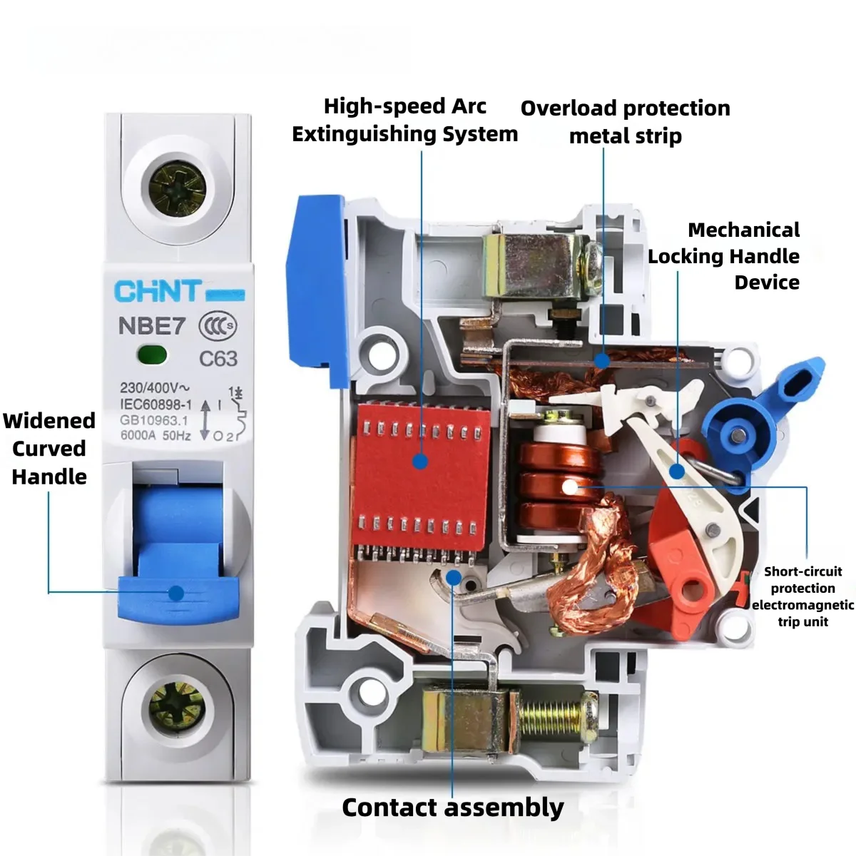 CHINT NBE7 Series Miniature Circuit Breaker MCB Air Switch Overload Short Circuit Protection Home Electrical Safety